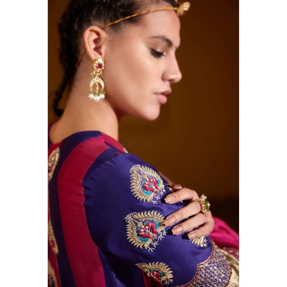 PRATIBHA SULTANIA Multi-Color Anarkali Hand Embellished Kurta with Pant & Dupatta (Set of 3)