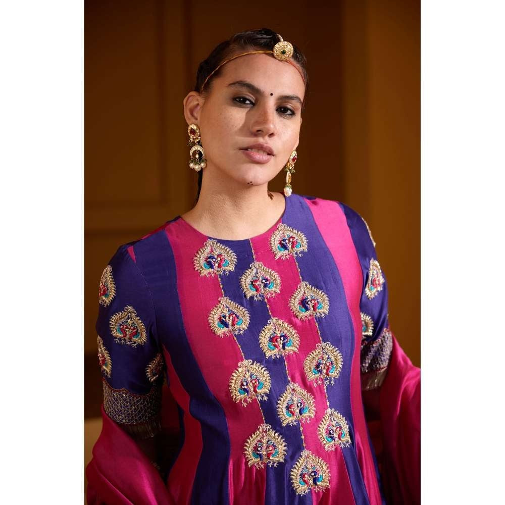 PRATIBHA SULTANIA Multi-Color Anarkali Hand Embellished Kurta with Pant & Dupatta (Set of 3)