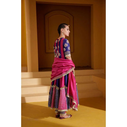 PRATIBHA SULTANIA Multi-Color Anarkali Hand Embellished Kurta with Pant & Dupatta (Set of 3)