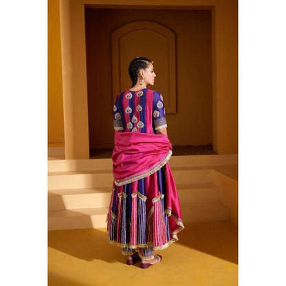 PRATIBHA SULTANIA Multi-Color Anarkali Hand Embellished Kurta with Pant & Dupatta (Set of 3)