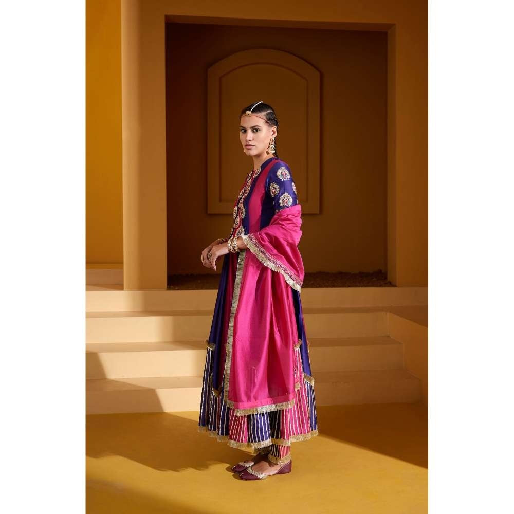 PRATIBHA SULTANIA Multi-Color Anarkali Hand Embellished Kurta with Pant & Dupatta (Set of 3)