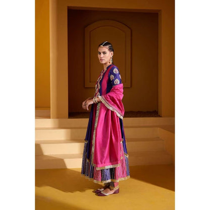 PRATIBHA SULTANIA Multi-Color Anarkali Hand Embellished Kurta with Pant & Dupatta (Set of 3)