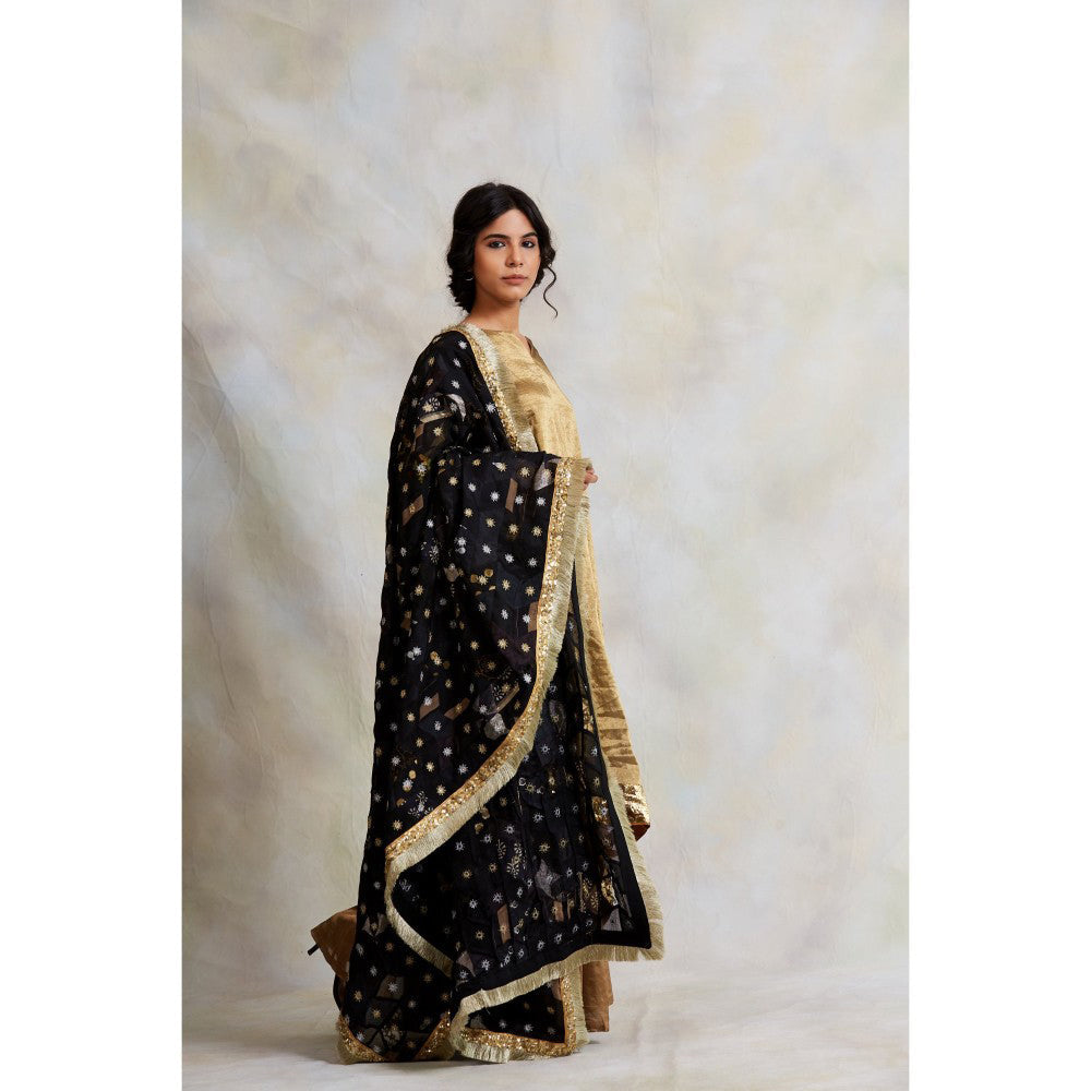 PRIYANKA RAAJIV Risay Patchwork Chikankari and Brocade Blend Dupatta