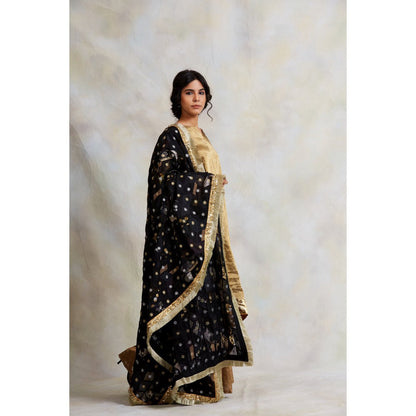 PRIYANKA RAAJIV Risay Patchwork Chikankari and Brocade Blend Dupatta