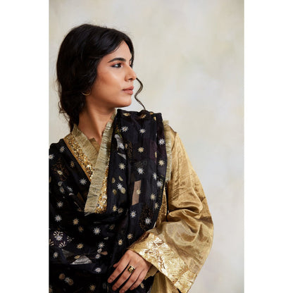PRIYANKA RAAJIV Risay Patchwork Chikankari and Brocade Blend Dupatta