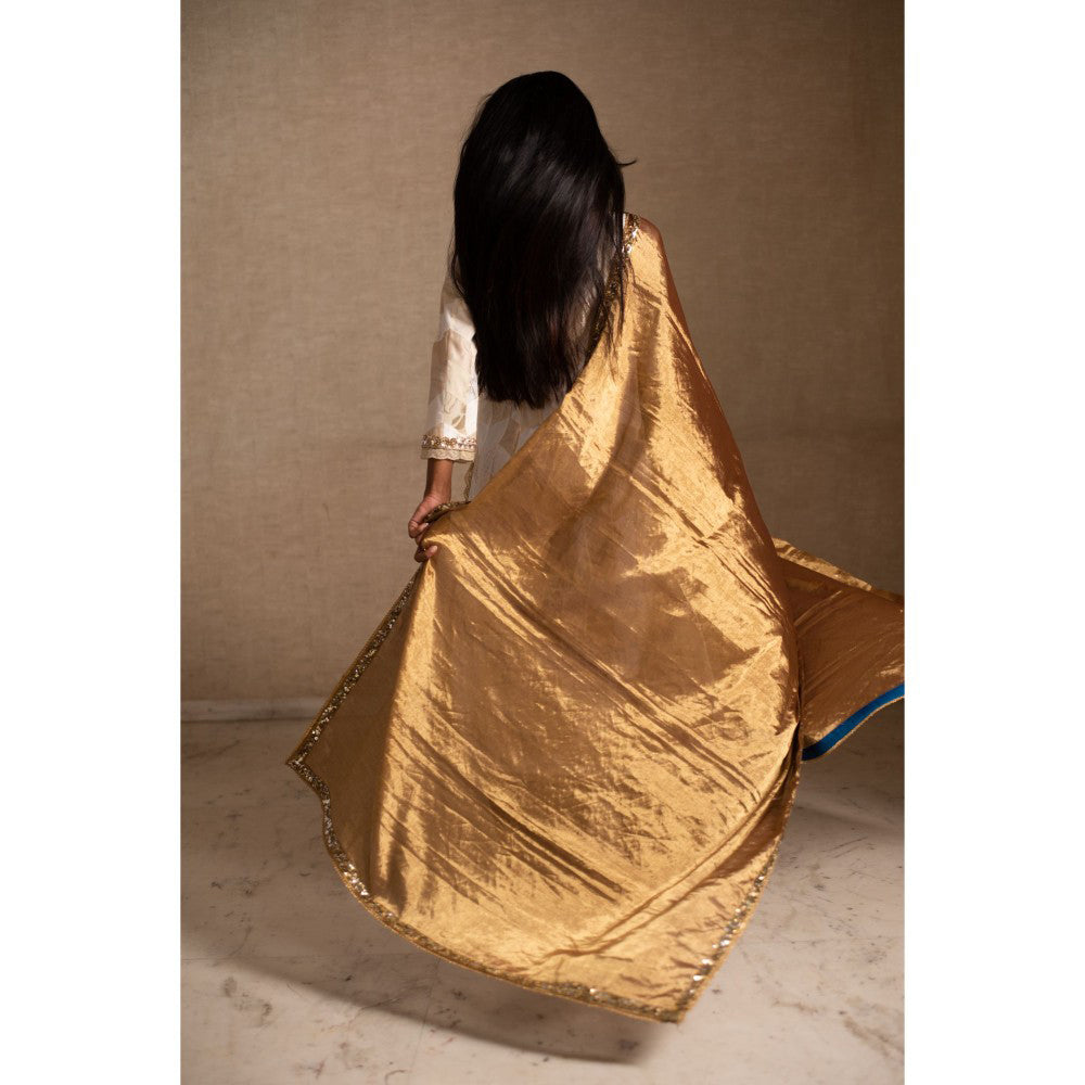 PRIYANKA RAAJIV Aabha Gold Silk Tissue Chanderi Dupatta