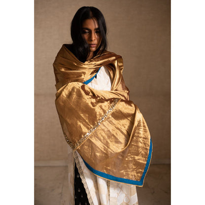 PRIYANKA RAAJIV Aabha Gold Silk Tissue Chanderi Dupatta