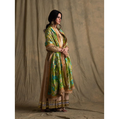 PRIYANKA RAAJIV Harit Blended Teal Patchwork Dupatta