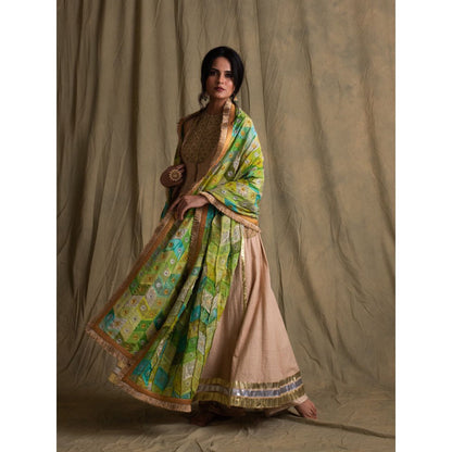 PRIYANKA RAAJIV Harit Blended Teal Patchwork Dupatta