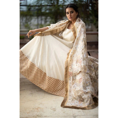 PRIYANKA RAAJIV Mogra Heritage Ivory Dupatta