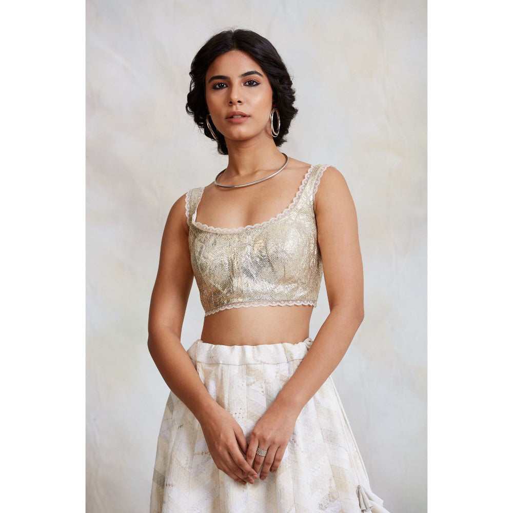 PRIYANKA RAAJIV Jarul Silver Gota Blouse