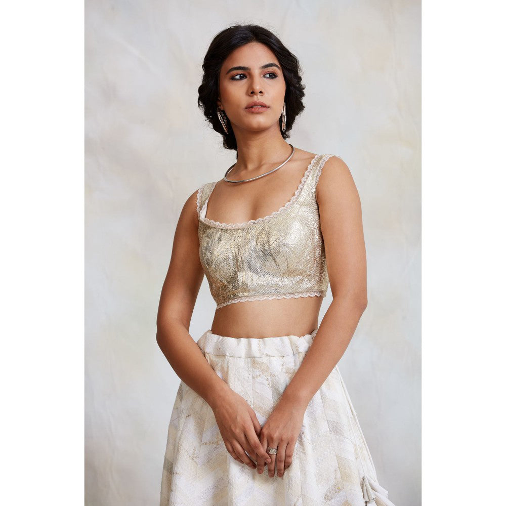 PRIYANKA RAAJIV Jarul Silver Gota Blouse