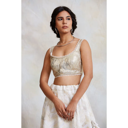 PRIYANKA RAAJIV Jarul Silver Gota Blouse