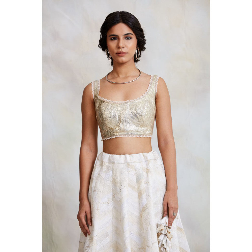 PRIYANKA RAAJIV Jarul Silver Gota Blouse
