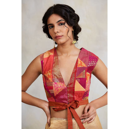 PRIYANKA RAAJIV Arnit Pink Patchwork Blouse