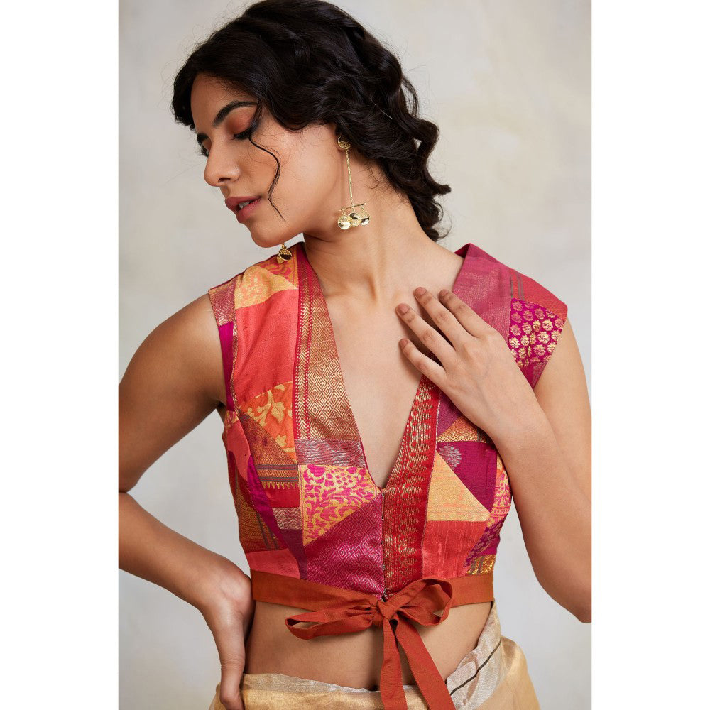 PRIYANKA RAAJIV Arnit Pink Patchwork Blouse
