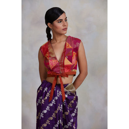 PRIYANKA RAAJIV Arnit Pink Patchwork Blouse