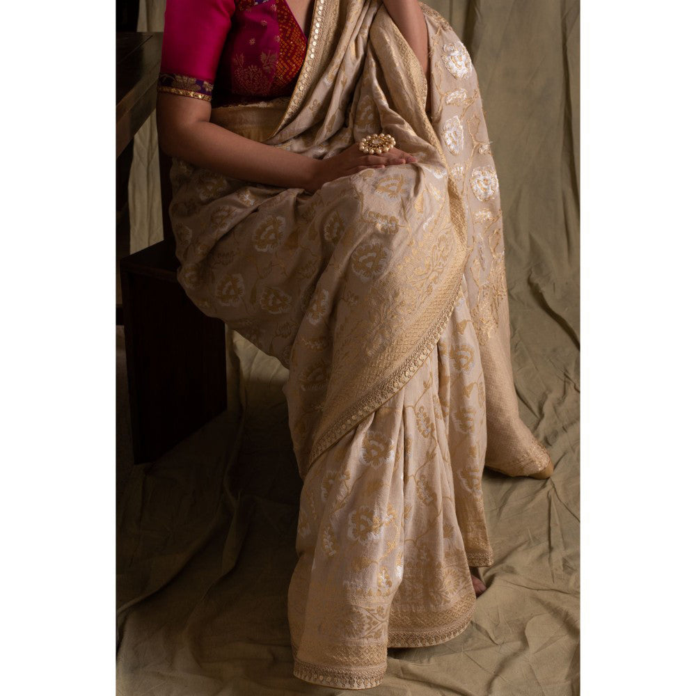 PRIYANKA RAAJIV Bhavya Pink and Red Silk Brocade Blouse