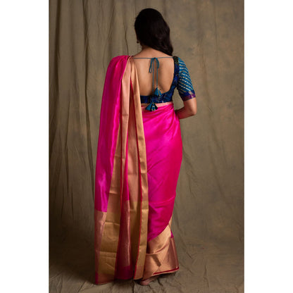 PRIYANKA RAAJIV Ambar Blue Silk Brocade Blouse