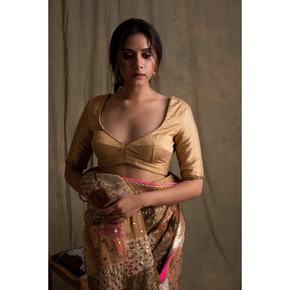 PRIYANKA RAAJIV Turvi Gold Silk Blouse