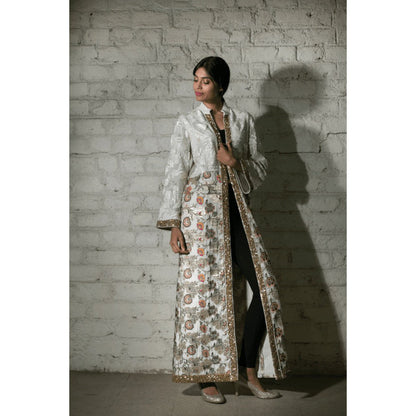 PRIYANKA RAAJIV Gohar Vintage Ivory Zardosi Jacket with Bodice