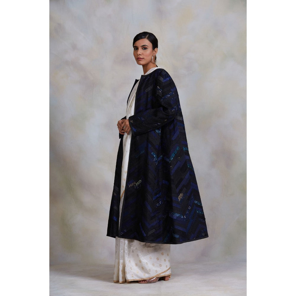 PRIYANKA RAAJIV Kumud Black and Blue Patchwork Jacket