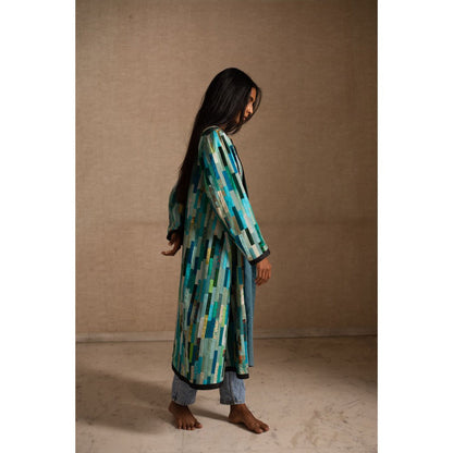PRIYANKA RAAJIV Amvi Blue Patchwork Heritage Jacket