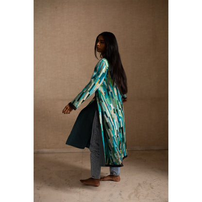 PRIYANKA RAAJIV Amvi Blue Patchwork Heritage Jacket