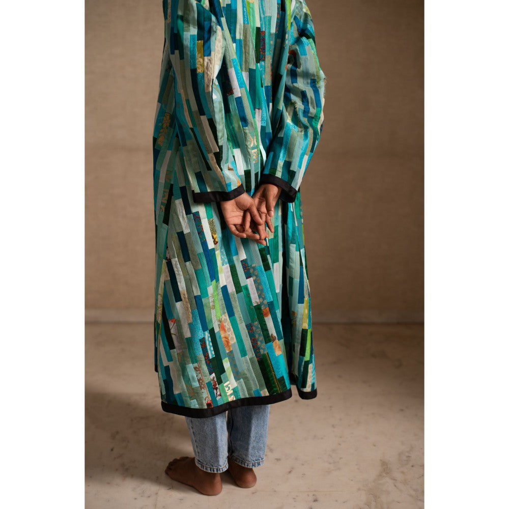PRIYANKA RAAJIV Amvi Blue Patchwork Heritage Jacket
