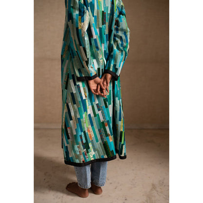 PRIYANKA RAAJIV Amvi Blue Patchwork Heritage Jacket