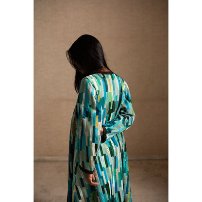 PRIYANKA RAAJIV Amvi Blue Patchwork Heritage Jacket