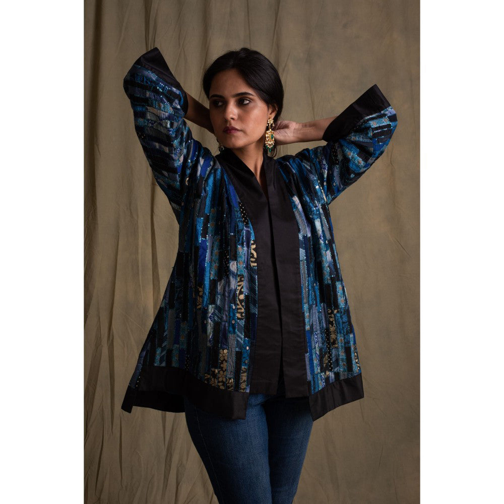 PRIYANKA RAAJIV Idika Heritage Blue Embellished Jacket