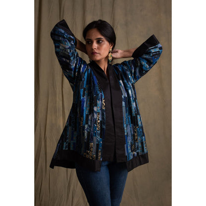 PRIYANKA RAAJIV Idika Heritage Blue Embellished Jacket