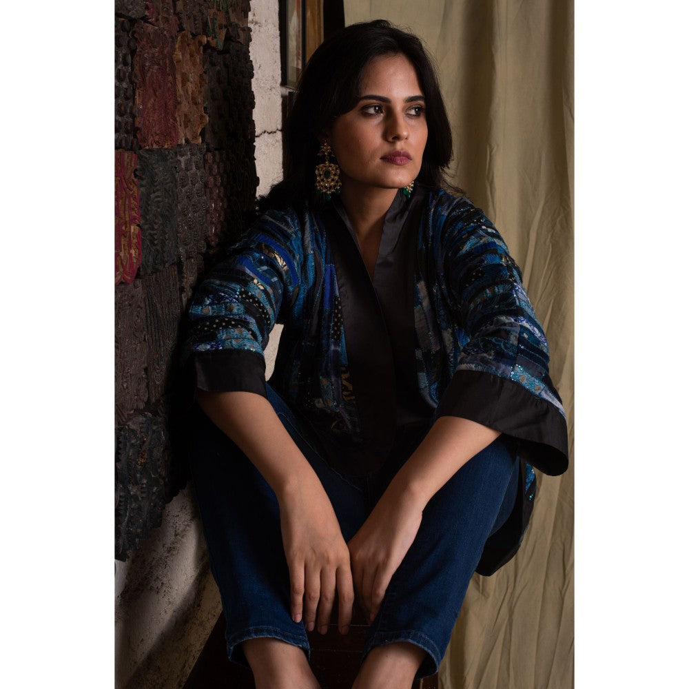 PRIYANKA RAAJIV Idika Heritage Blue Embellished Jacket