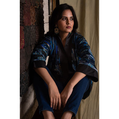 PRIYANKA RAAJIV Idika Heritage Blue Embellished Jacket
