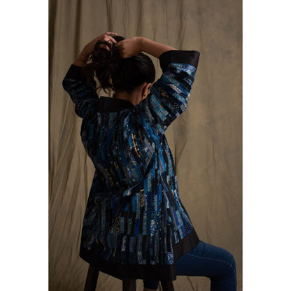 PRIYANKA RAAJIV Idika Heritage Blue Embellished Jacket