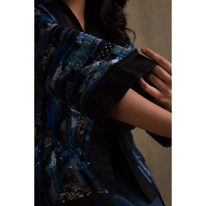 PRIYANKA RAAJIV Idika Heritage Blue Embellished Jacket