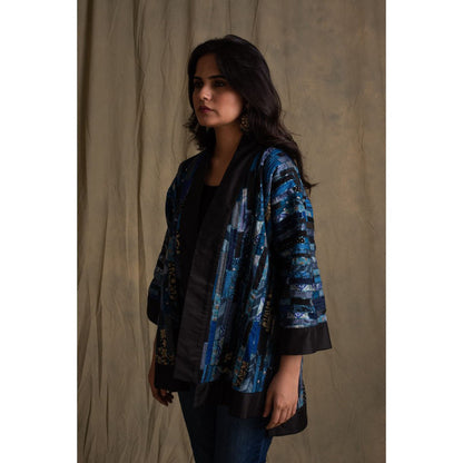 PRIYANKA RAAJIV Idika Heritage Blue Embellished Jacket