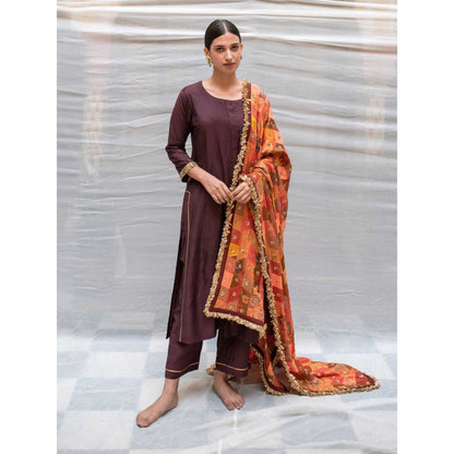 PRIYANKA RAAJIV Kanti Orange Patchwork Dupatta