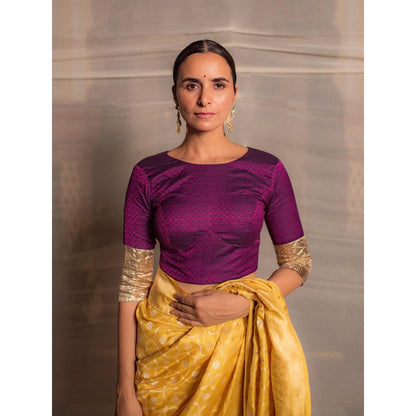 PRIYANKA RAAJIV Sonal Pink Silk Khan Blouse