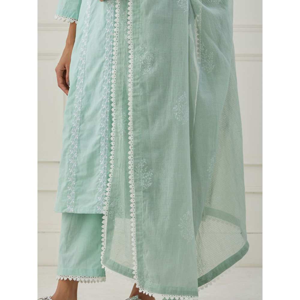 Priya Chaudhary Green Kota Cotton Dupatta