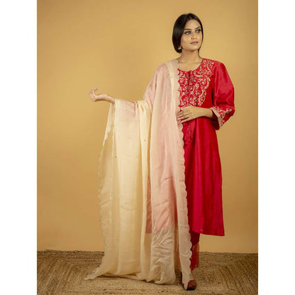 Priya Chaudhary Beige Scalloped Tissue Organza Dupatta