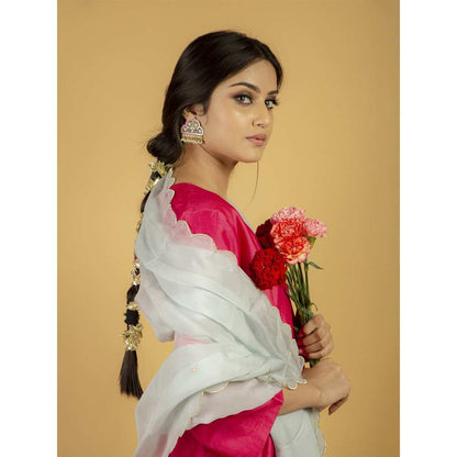 Priya Chaudhary Powder Blue Scalloped Organza Dupatta