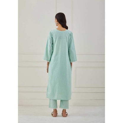 Priya Chaudhary Green Embroidery Kurta