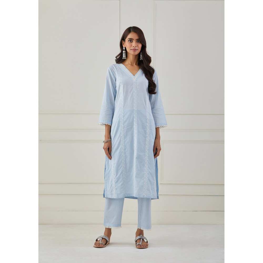 Priya Chaudhary Powder Blue Embroidery Kurta