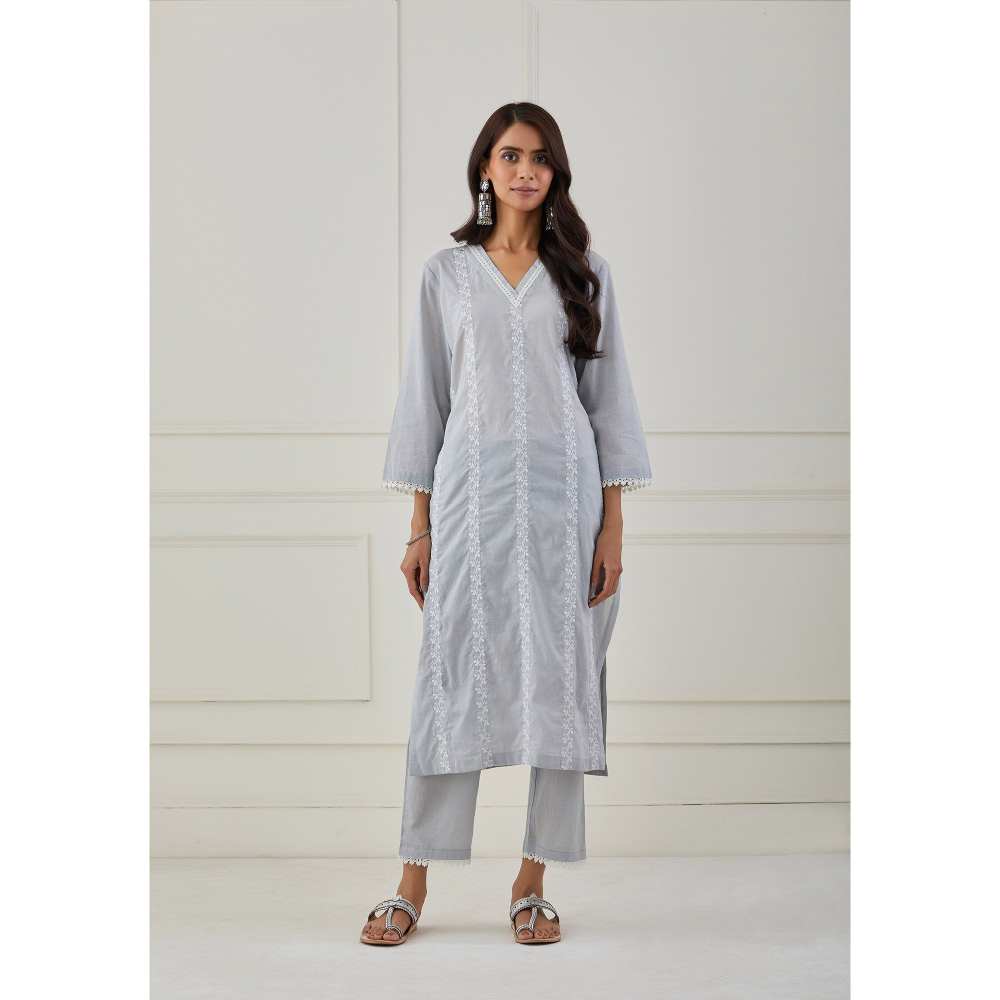 Priya Chaudhary Grey Embroidery Kurta