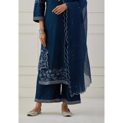Priya Chaudhary Blue Embroidered Chanderi Silk Pants Pants