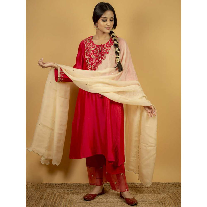 Priya Chaudhary Rose Pink Chanderi Silk Kurta