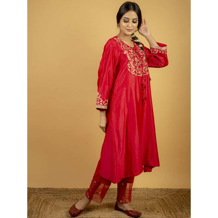 Priya Chaudhary Rose Pink Chanderi Silk Pants