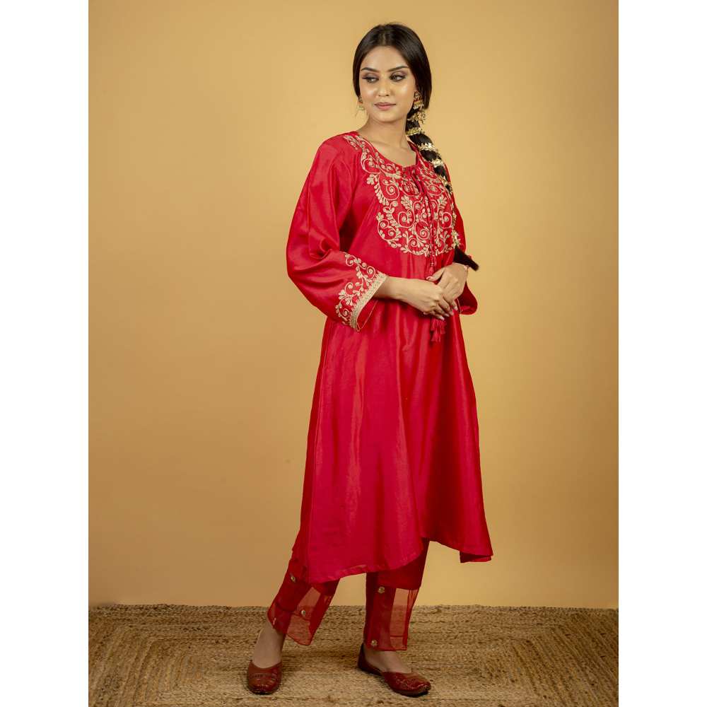 Priya Chaudhary Rose Pink Chanderi Silk Pants